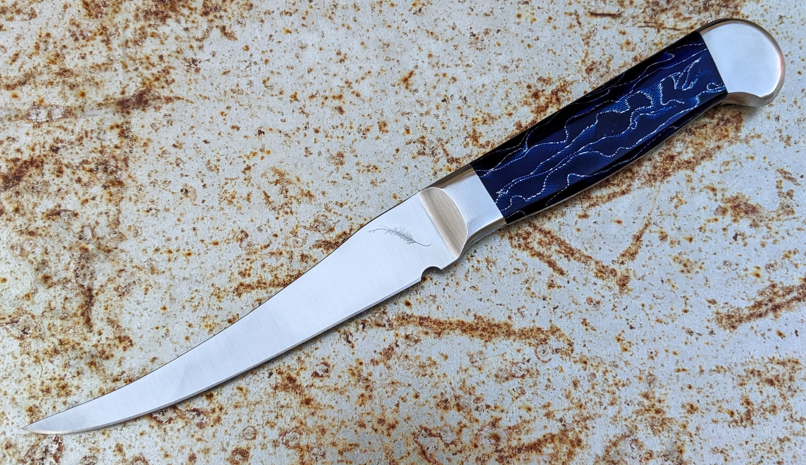 Ferrum BLUE LIGHTNING Fillet and Boning Knife - 5 Inch Professional Kitchen Knife for Fish, Meat, and Poultry - Perfect for Home Chefs, Camping, and Outdoor Cooking