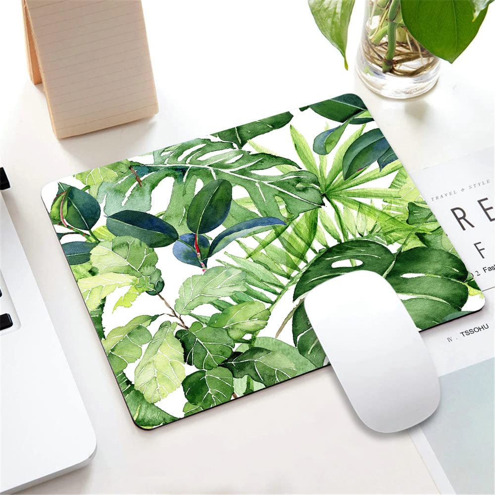 Tropical Palm Leaves Mouse Pad - Non-Slip Rubber Base Gaming & Office Mousepad for Computers & Laptops (9.5x7.9x0.12 Inch) - Perfect for Home Office, Gaming Setup, and Workspace Decor