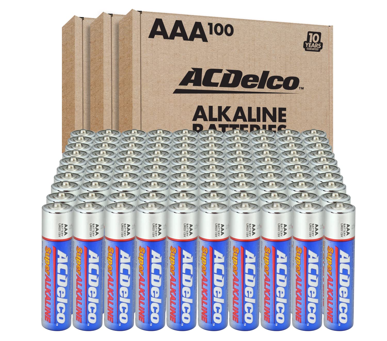 ACDelco AAA Super Alkaline Batteries - 300 Count Pack with 10-Year Shelf Life | High Power for Remote Controls, Toys, Flashlights & Electronic Devices