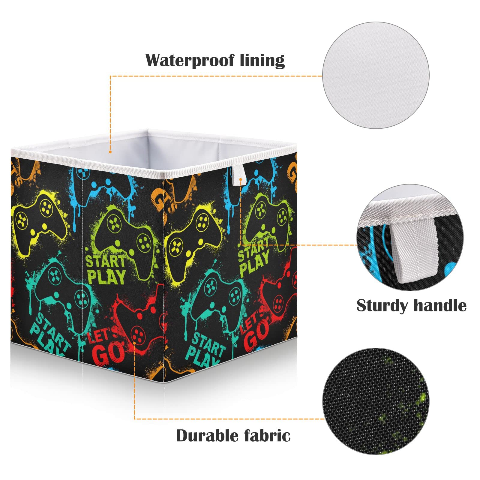 Colorful Collapsible Storage Basket - Square Laundry Bin for Clothes, Toys & Organizing | Home, Laundry Room & Game Room Storage Solution