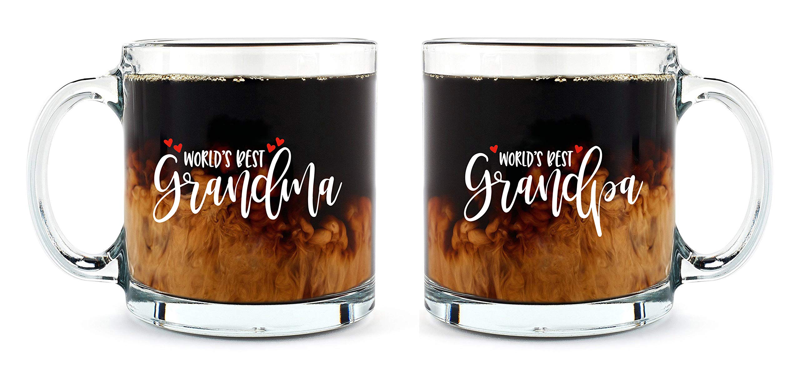 Funny Couples Mug Set for Grandparents - 13oz Glass Cups (2-Pack) - Perfect Gift for Grandma & Grandpa, Son, Daughter, Grandchildren - Ideal for Anniversaries, Holidays & Family Gatherings