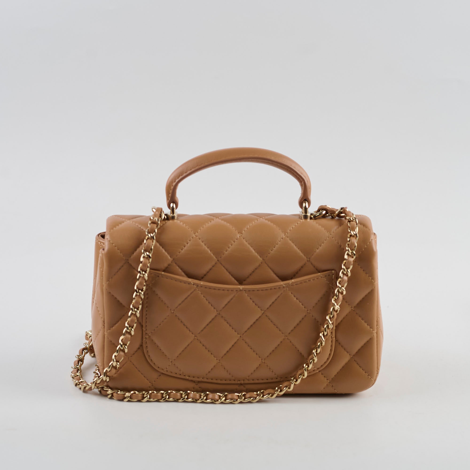 Chanel Mini Rectangular Top Handle Bag in Dark Beige with Microchip - Perfect for Evening Parties, Date Nights & Luxury Fashion Accessories