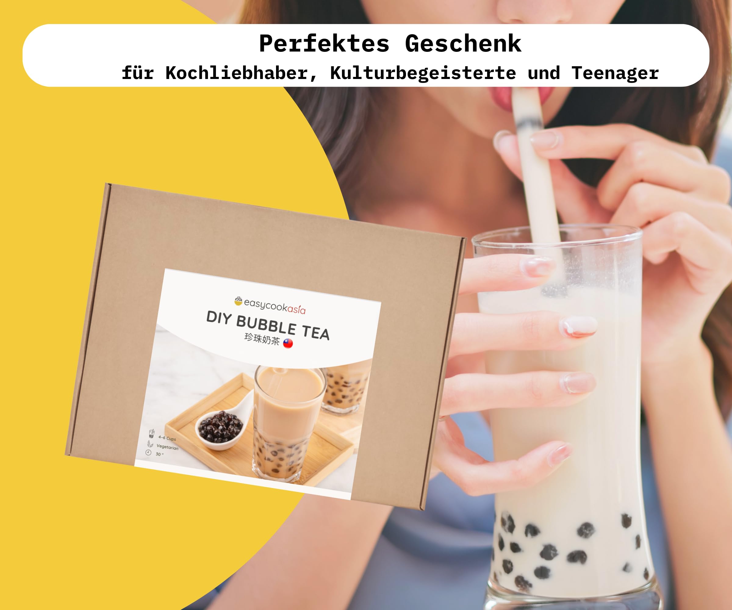 EasyCookAsia DIY Bubble Tea Kit - Make Bubble Tea at Home with 2 Recipes Included | Perfect for Parties, Gifts & Asian Drink Lovers