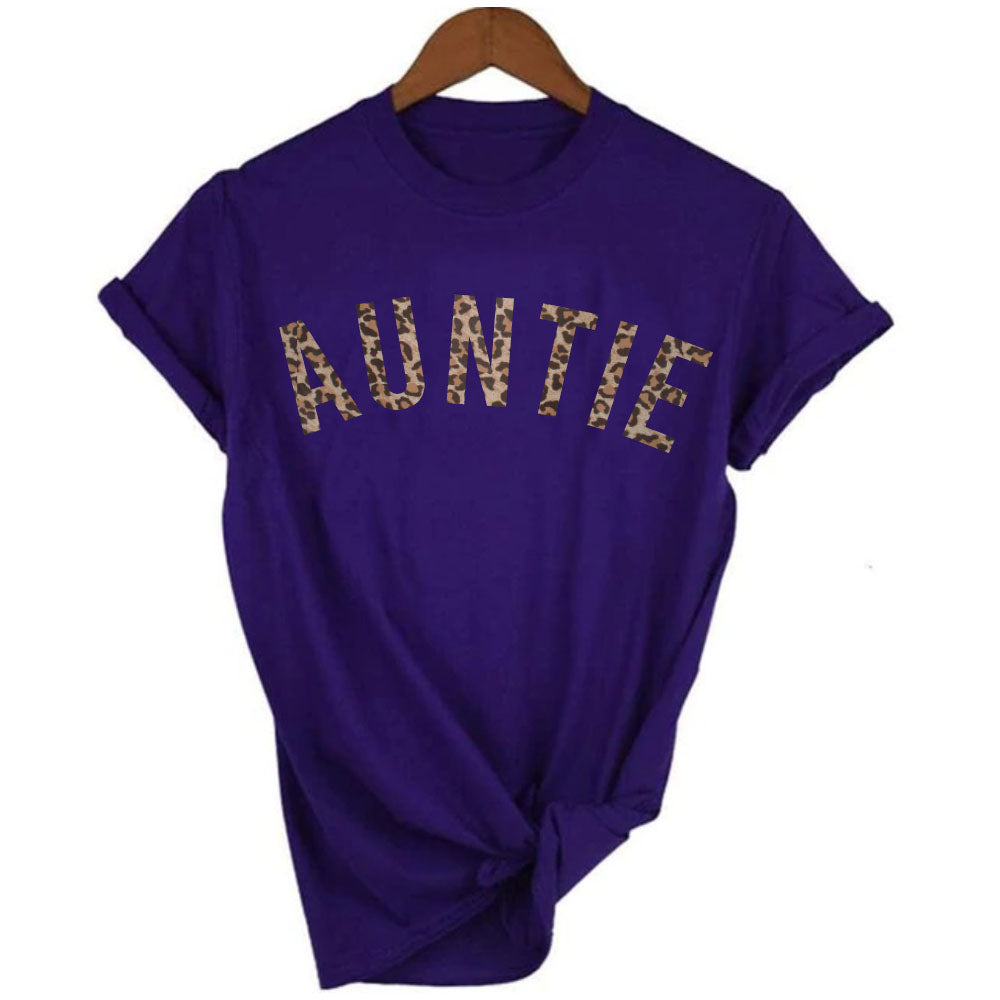 Stylish Auntie Leopard Graphic T-Shirt 00 (MRK X) - Trendy Casual Wear for Women, Perfect for Street Fashion & Everyday Outfits