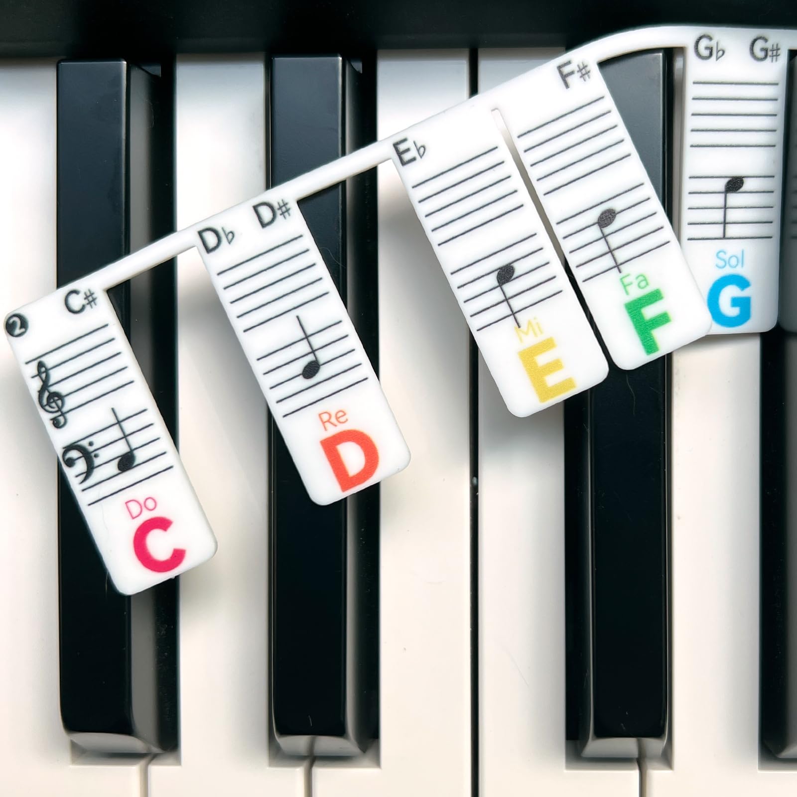 Piano Note Stickers with Solfege (Do Re Mi) - 88/76 Key Removable Keyboard Labels for Beginners - Perfect for Piano Learning, Practice & Music Education at Home or School
