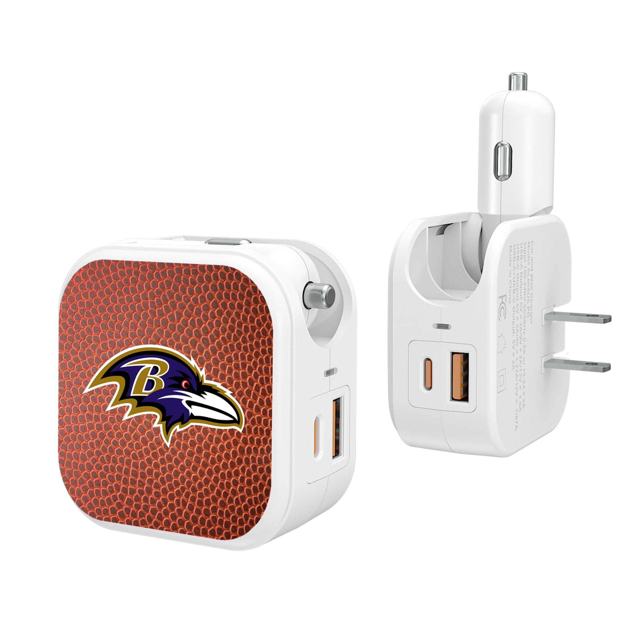 Baltimore Ravens 2-in-1 USB Charger & Cable - Fast Charging for iPhone & Android - Perfect for Home, Office & Travel
