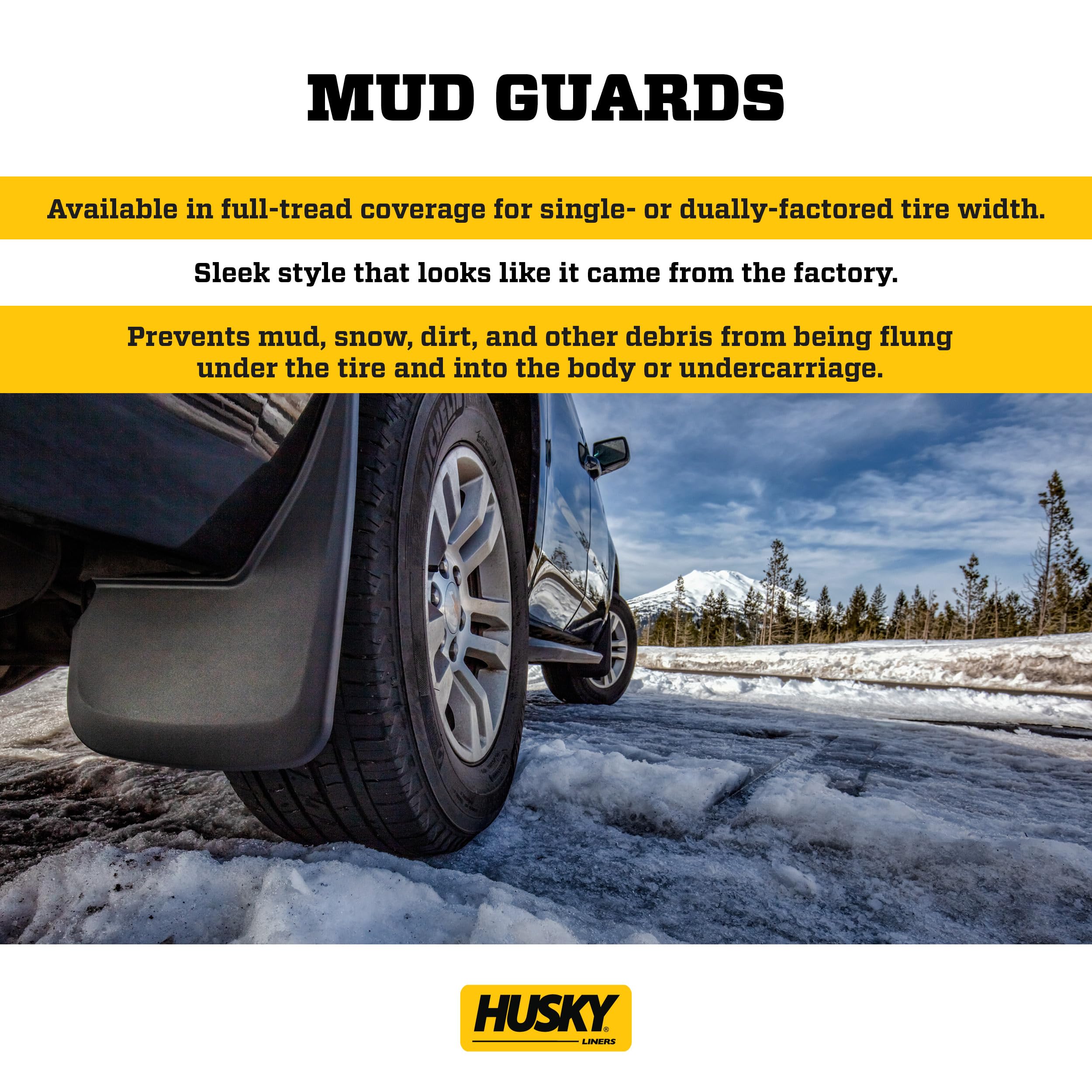 Husky Liners Rear Mud Guards for 2007-2014 Chevy Silverado/GMC Sierra 3500 DRW - Black 2-Piece Set (57841) | Heavy Duty Protection Against Splash & Debris | Perfect for Off-Roading & Winter Driving
