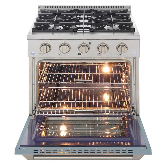Kucht 30-Inch Pro Style Dual Fuel Range - KDF302/LP LB - Professional Gas & Electric Stove for Home Chefs & Restaurant-Style Cooking