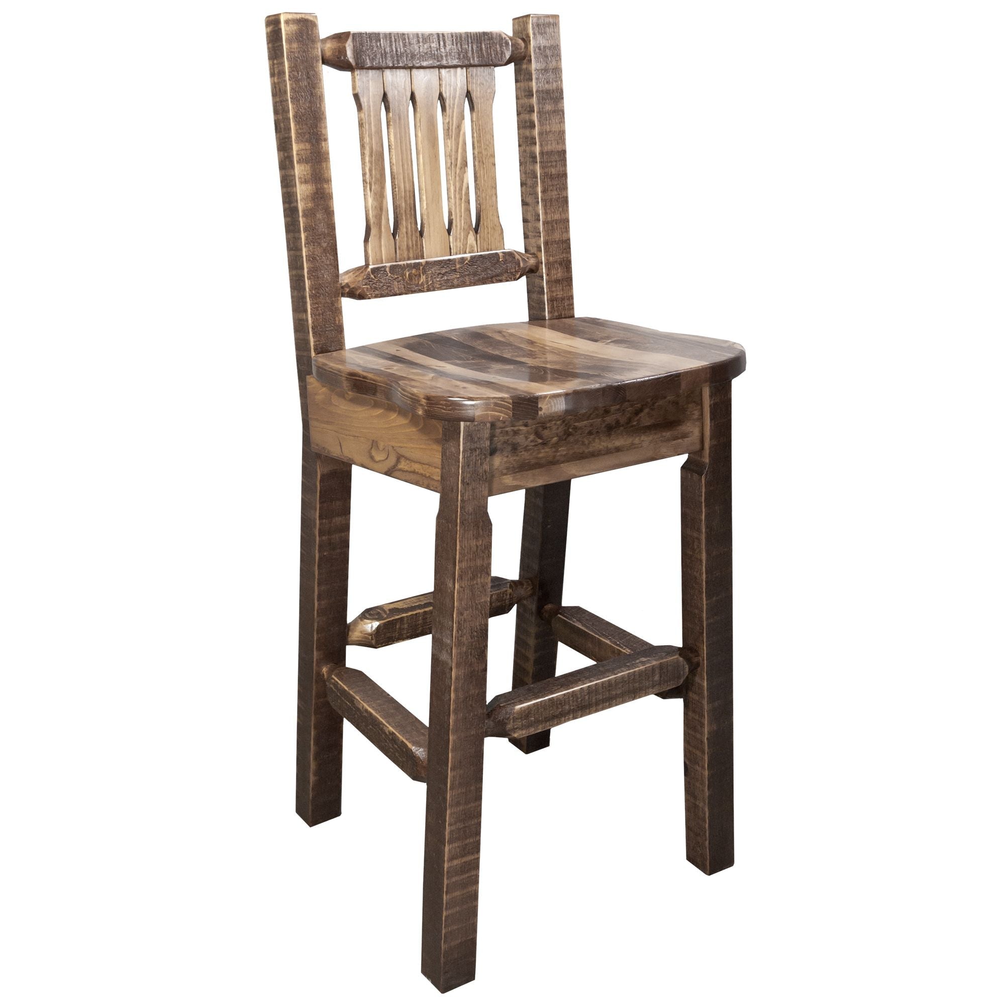 Homestead Barstool with Ergonomic Wooden Seat & Back Support - Perfect for Kitchen Islands, Breakfast Nooks & Home Bars