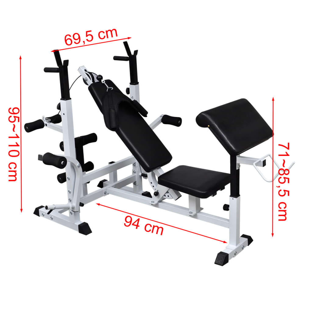 vidaXL Adjustable Weight Bench for Home Gym - Heavy Duty Strength Training Equipment for Full Body Workouts - Perfect for Squats, Bench Press, and Dumbbell Exercises