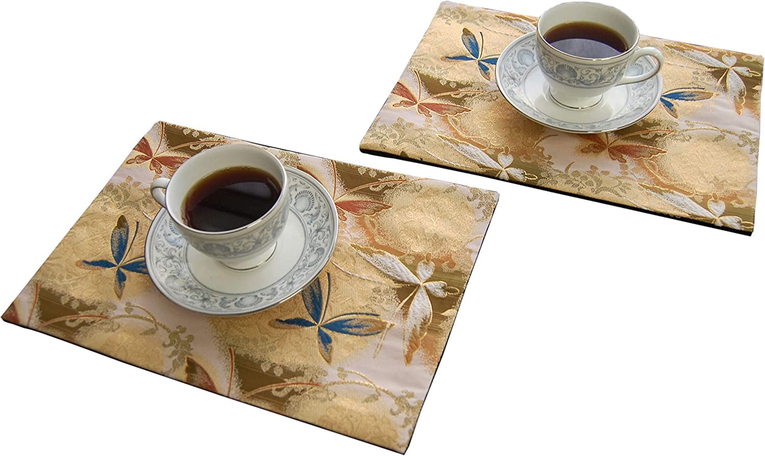 Premium Japanese Style Tea Mat - SHINSENDO Butterfly Design (Set of 2) for Tea Ceremony, Home Decor & Zen Meditation Space