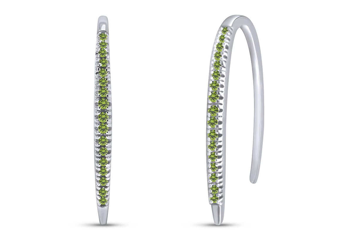 14K Gold Over Sterling Silver Round Cut Simulated Birthstone Bar Hoop Earrings for Women - Perfect for Birthdays, Anniversaries, and Everyday Elegance