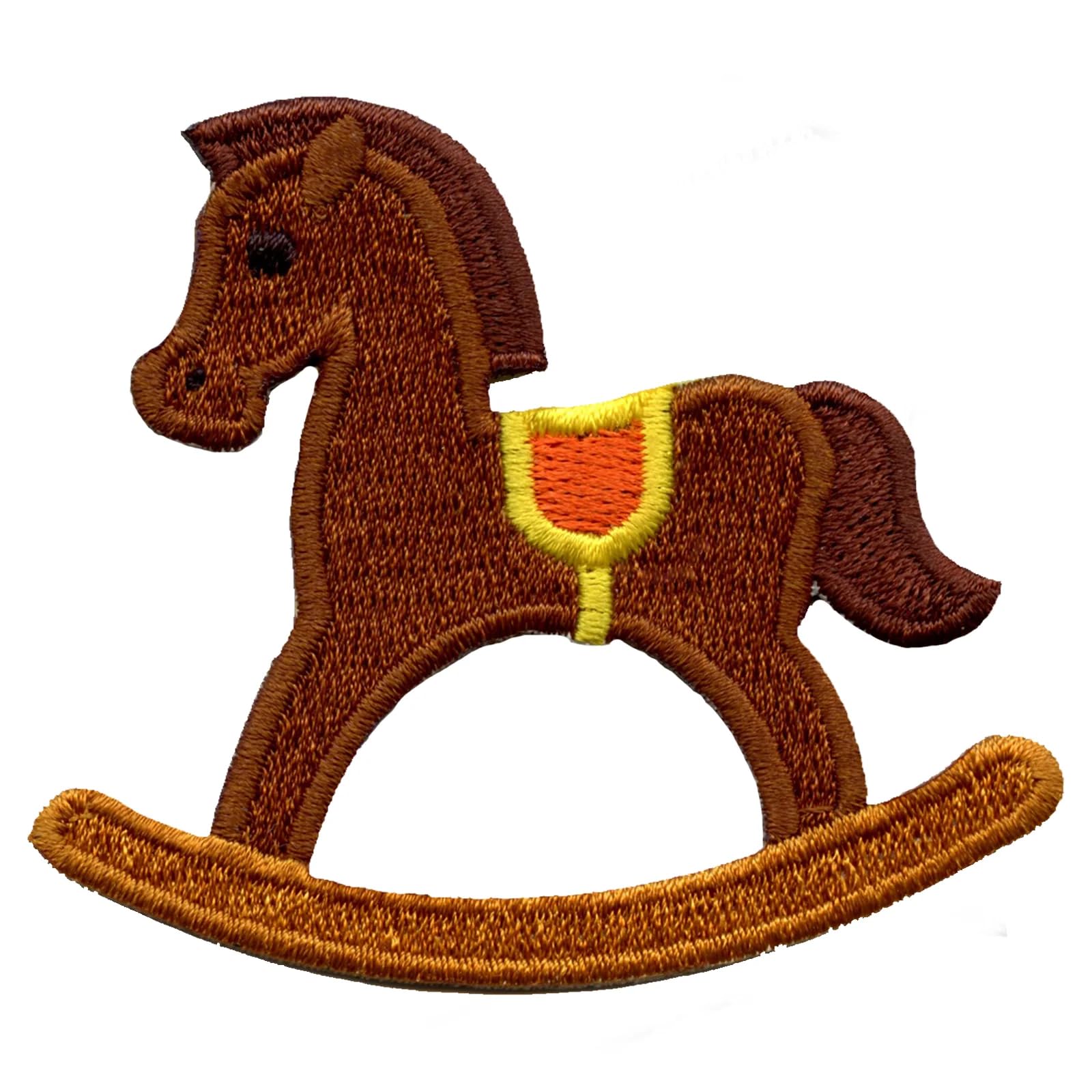 Vintage Embroidered Rocking Horse Iron On Patch for DIY Clothing, Bags & Crafts – Perfect for Kids' Apparel, Denim Jackets & Scrapbooking