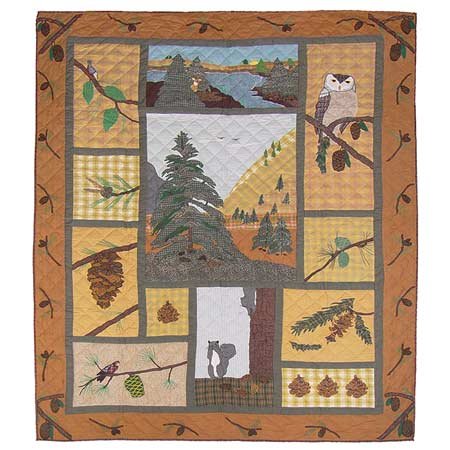 Patch Magic Twin Pinecone Quilt - 65x85 Inch Soft Cozy Bedspread for Queen Beds | Perfect for Winter Warmth & Farmhouse Decor