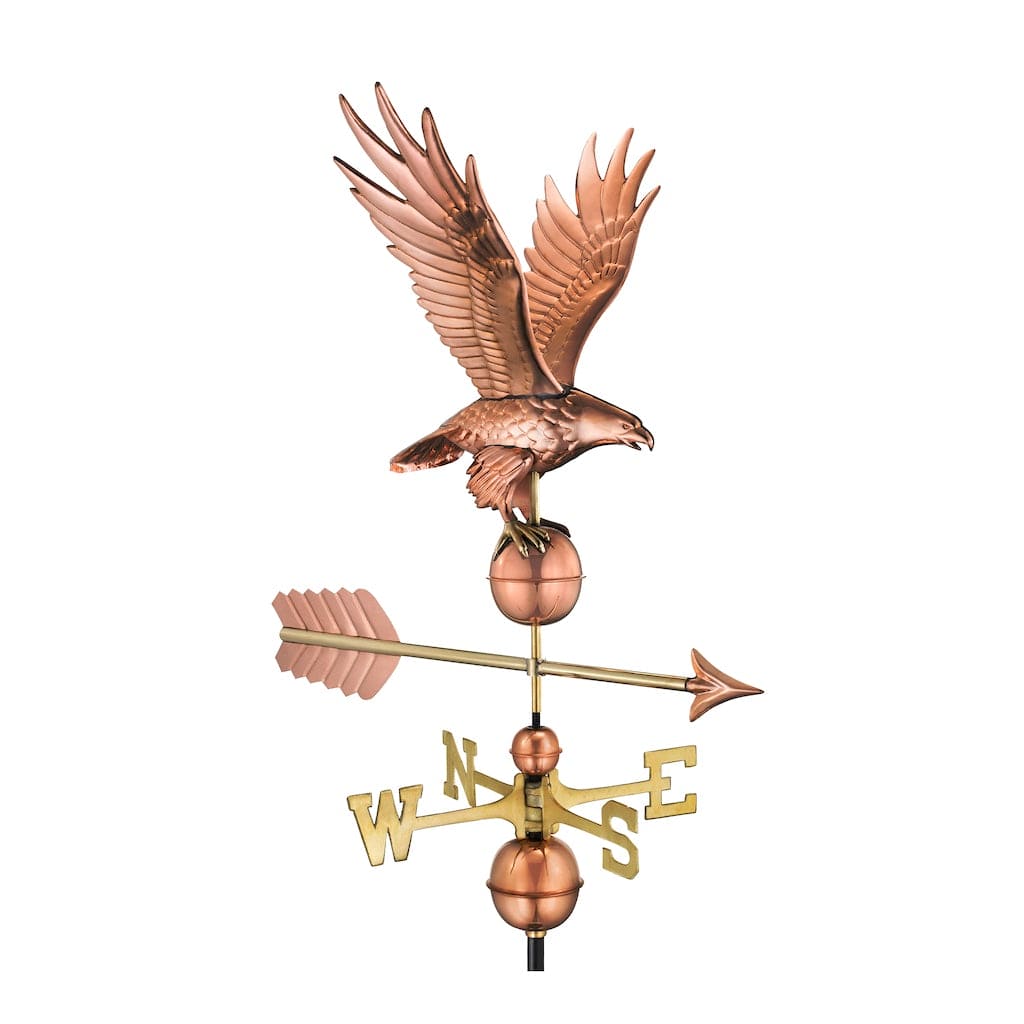 Authentic Pure Copper Freedom Eagle Weathervane - Handcrafted Outdoor Garden Decor for Roof, Yard & Farmhouse | Rustic American Patriotic Home Accent