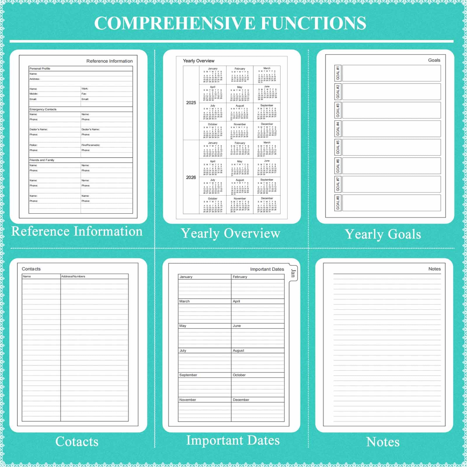 2025 Planner - Tiankool Weekly & Monthly Organizer with 12 Tabs, Elastic Closure, Inner Pocket (Jan-Dec 2025, 5.8