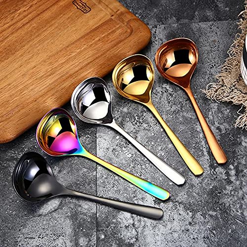 2-Pack Rose Gold 304 Stainless Steel Soup Ladle - Kitchen Serving Spoon for Soup, Sauce, Gravy & Stew - Elegant Dining & Buffet Serving Utensil Set