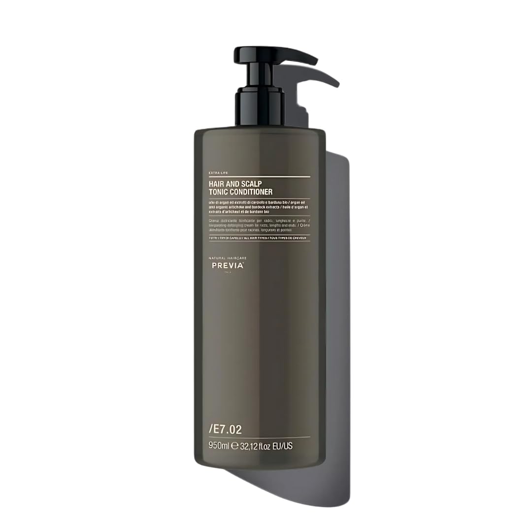 PREVIA Hair & Scalp Tonic Conditioner - Hydrating & Rebalancing Treatment with Argan Oil | Vegan, Cruelty-Free & Sulfate-Free Hair Care | 32.1 oz Bottle for Dry, Damaged Hair | Perfect for Daily Scalp Nourishment & Hair Repair