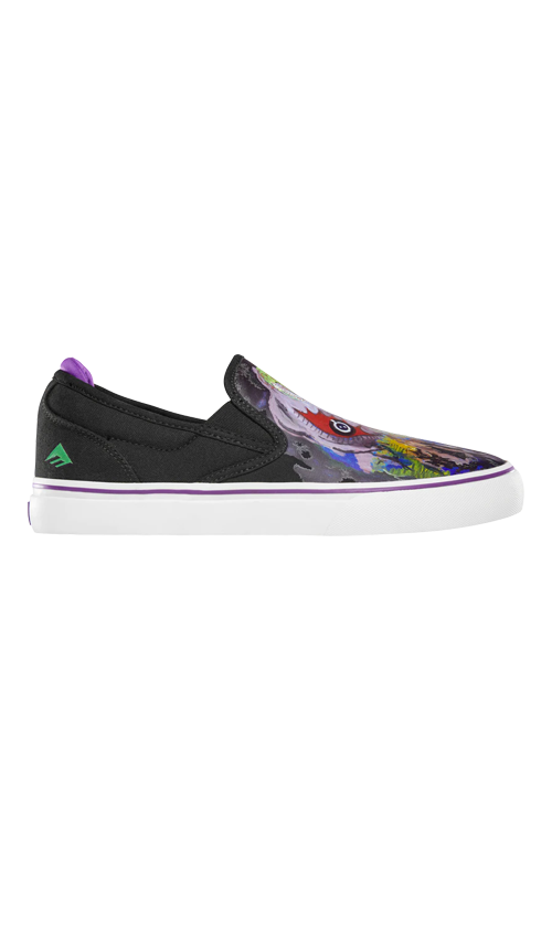 Emerica Wino G6 X Dinosaur Jr Slip-On Skate Shoes for Men - Black/Purple | Comfortable & Durable Sneakers for Skateboarding & Casual Wear