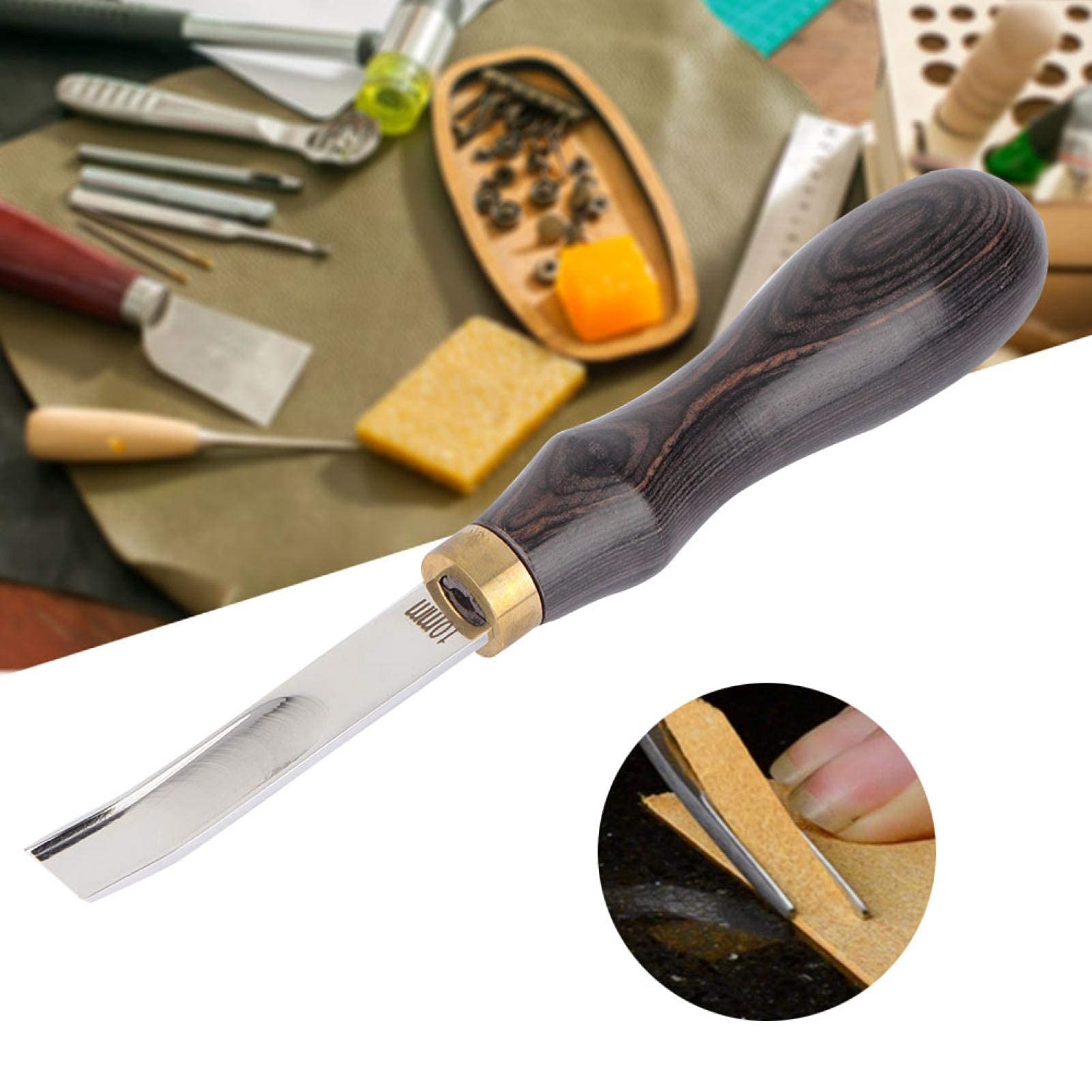 Professional Leather Edge Beveler & Skiving Tool - 10MM Wide French Mouth Leather Craft Cutting Tool for Leather Repair, DIY Projects & Leatherworking - Perfect for Belts, Wallets, Bags & Leather Accessories (Black)