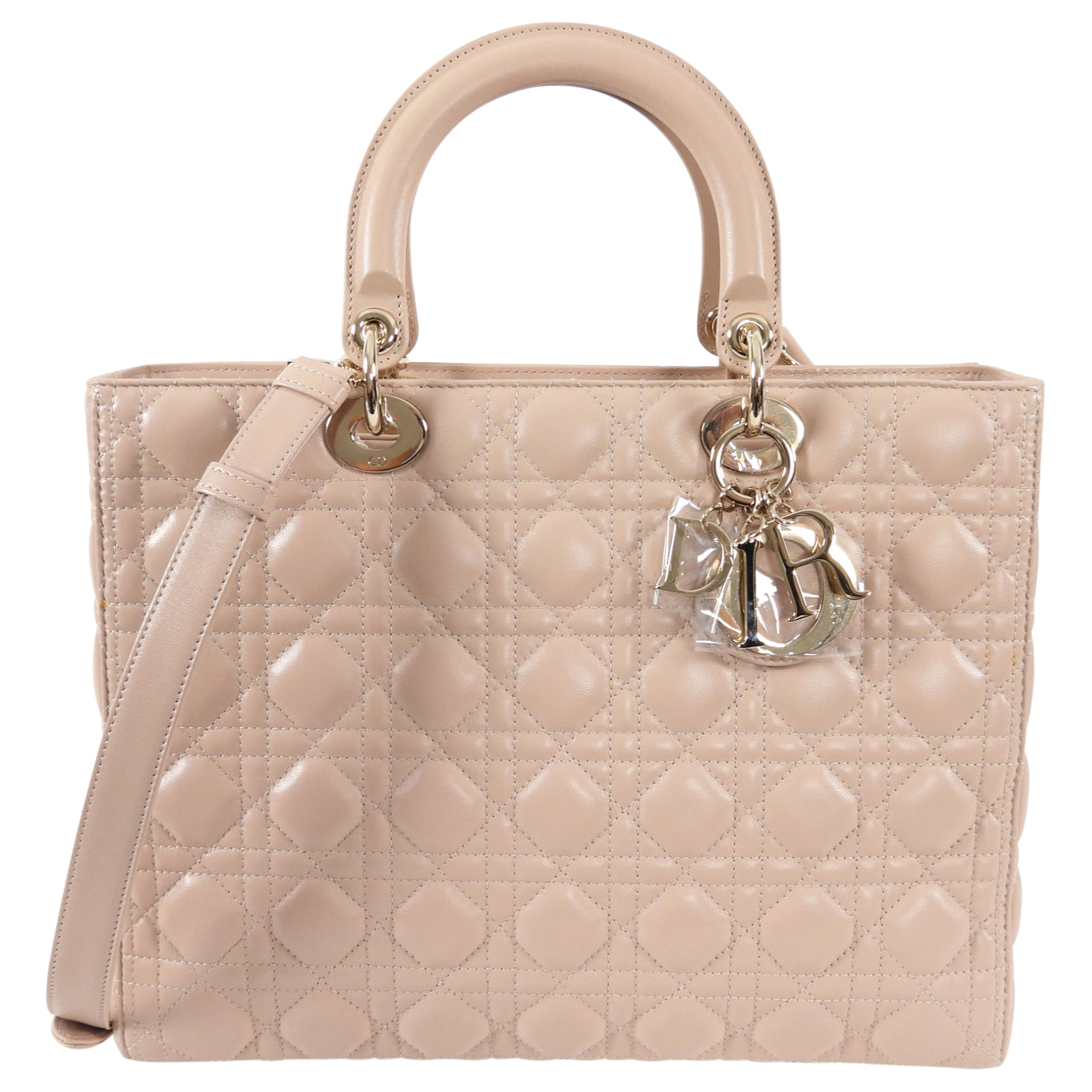 Dior Lady Dior Cannage Beige Lambskin Large Handbag - Luxury Leather Tote for Women, Perfect for Work, Evening Events & Travel Accessories