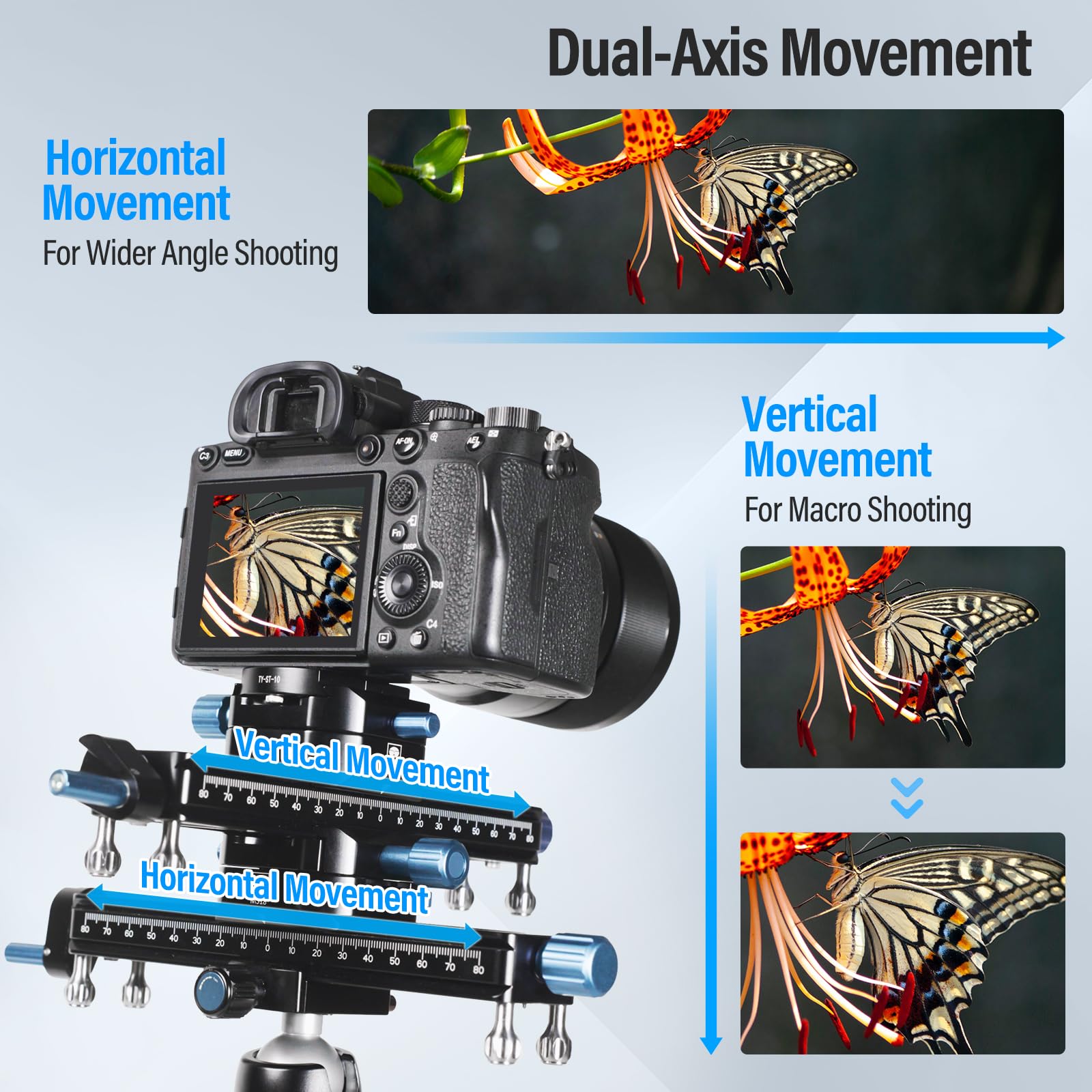 SIRUI MS18 180mm Macro Focus Rail with 360° Rotating Clamp & Arca-Swiss QR Plate - Heavy Duty 10KG Load Capacity for DSLR Cameras & Tripods - Perfect for Macro Photography, Product Shooting & Studio Work