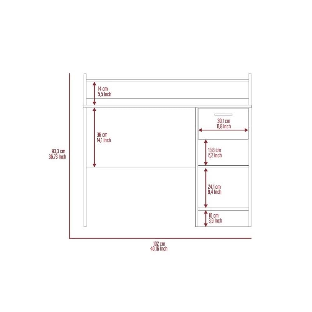 Charlotte Computer Desk with Open Shelf, 2 Storage Shelves & Built-in Drawer - Smokey Oak Finish Home Office Desk for Small Spaces, Work from Home & Study