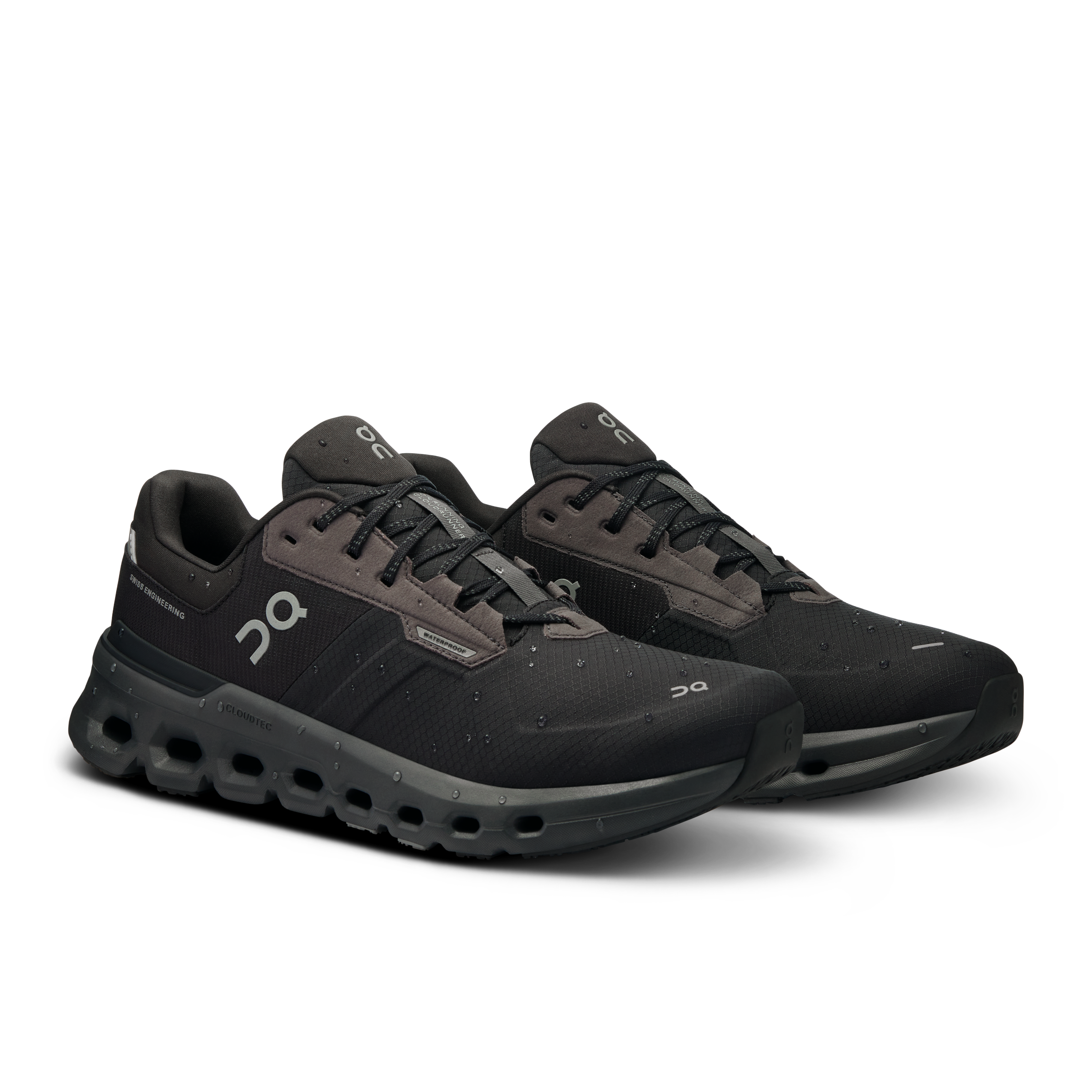 On Running Men's Cloudrunner 2 Waterproof Running Shoes - Magnet/Black | Lightweight & Breathable for Trail Running, Hiking & Outdoor Activities
