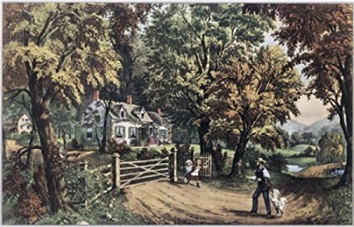 Vintage Home Sweet Home Currier & Ives 1869 American Art Print Poster 18x24 Inches - Perfect for Living Room, Bedroom & Office Wall Decor