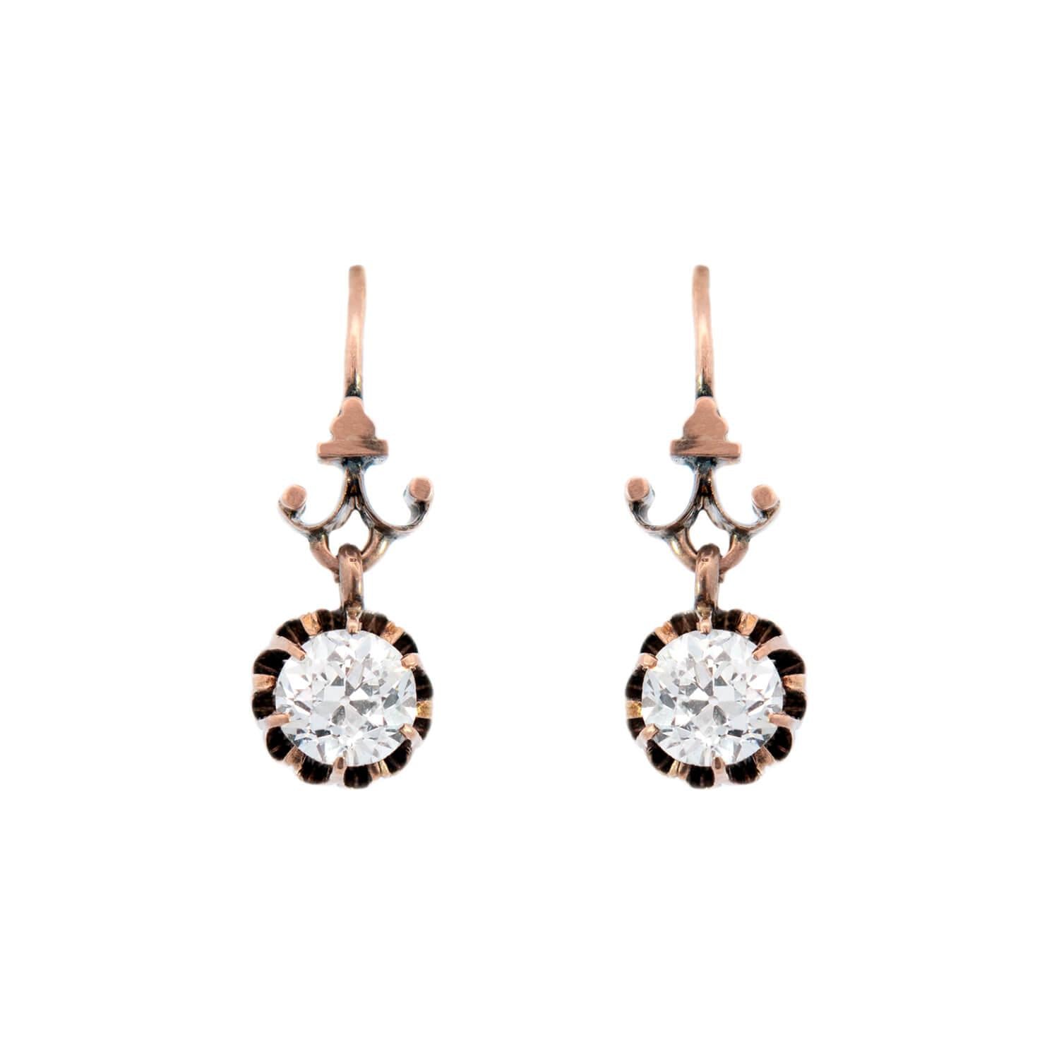14K Gold Victorian Style Diamond Drop Earrings for Women – Elegant Dangle Jewelry for Weddings, Parties & Special Occasions