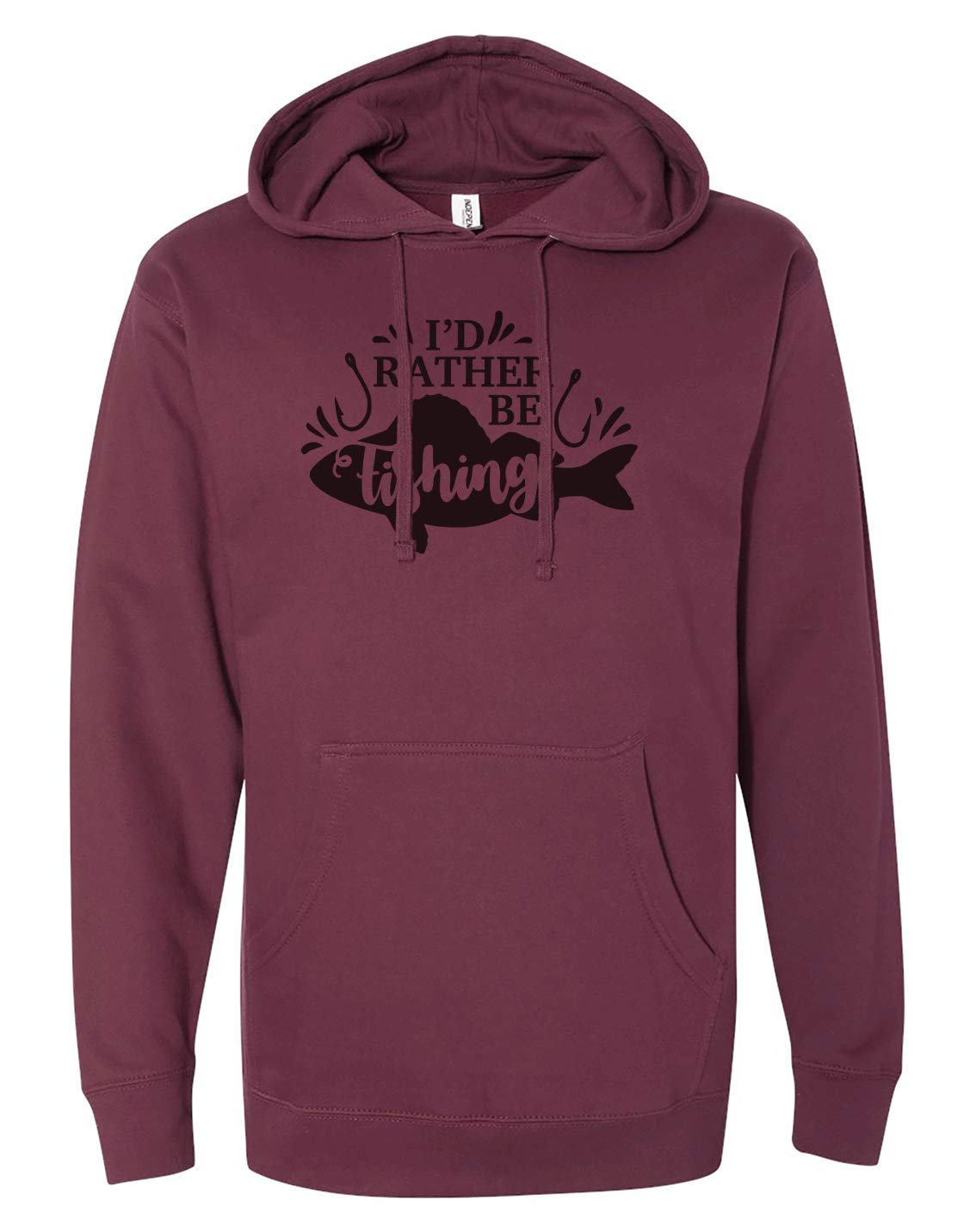 Unisex 'Rather Be Fishing' Maroon Hoodie by 7 ate 9 Apparel - Comfortable Pullover for Outdoor Enthusiasts & Casual Wear