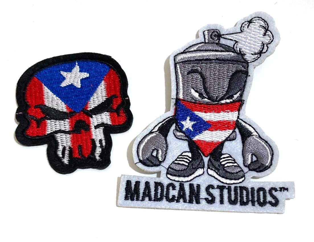 Puerto Rico Flag Iron On or Sew On Patches - 2 Pack - Embroidered Applique for Clothing, Bags, Hats & DIY Crafts
