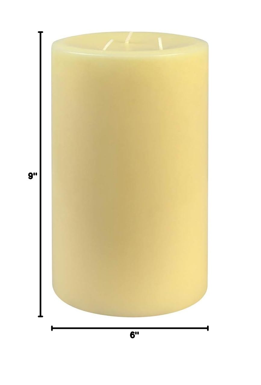 6 x 9 Inch Ivory Pillar Candles Set of 4 - Unscented Decorative Taper Candles for Weddings, Home Decor, Church & Romantic Dinner Ambiance
