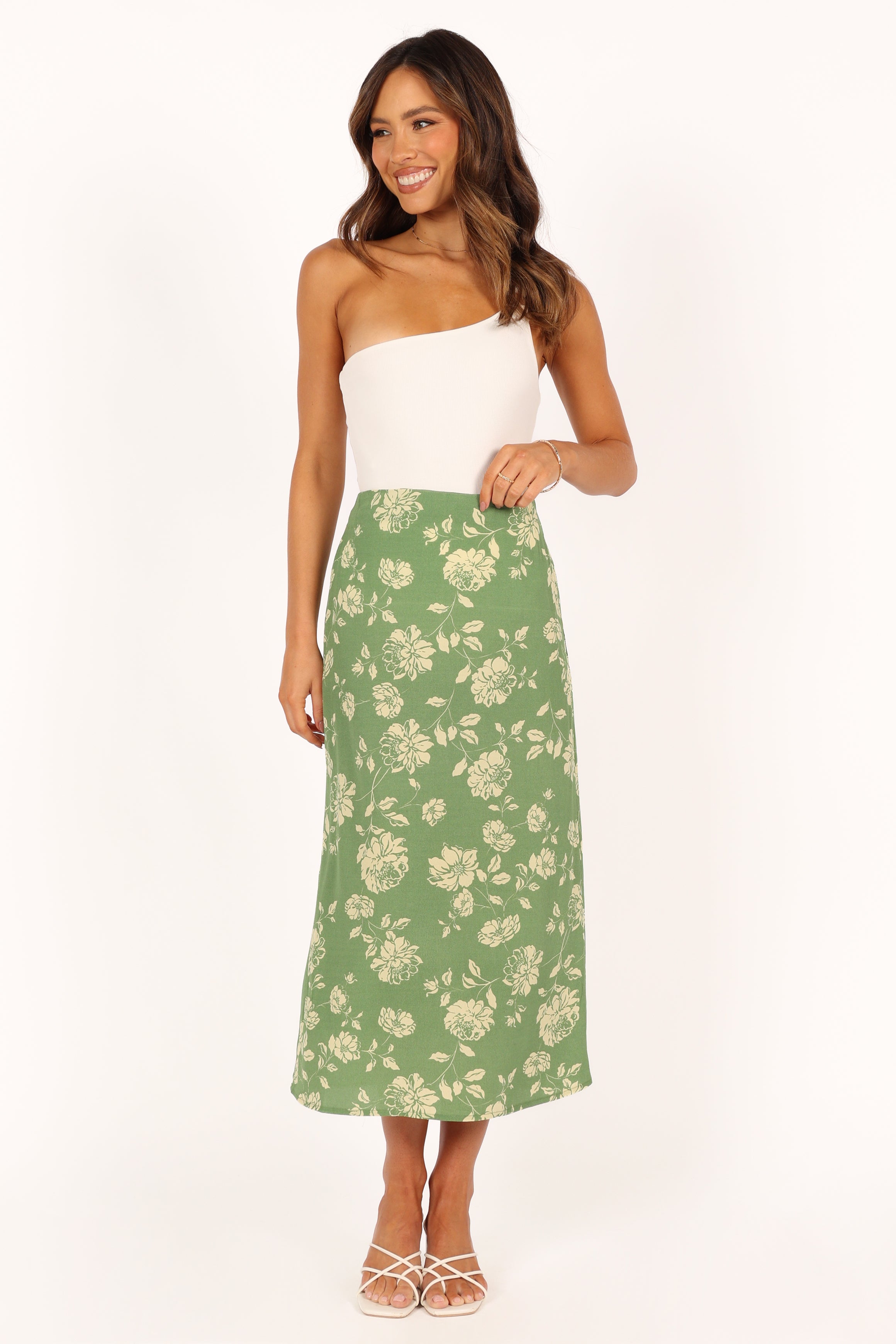 Cordelia Green Midi Skirt - Flowy A-Line Skirt for Women | Perfect for Office, Date Night & Summer Outfits