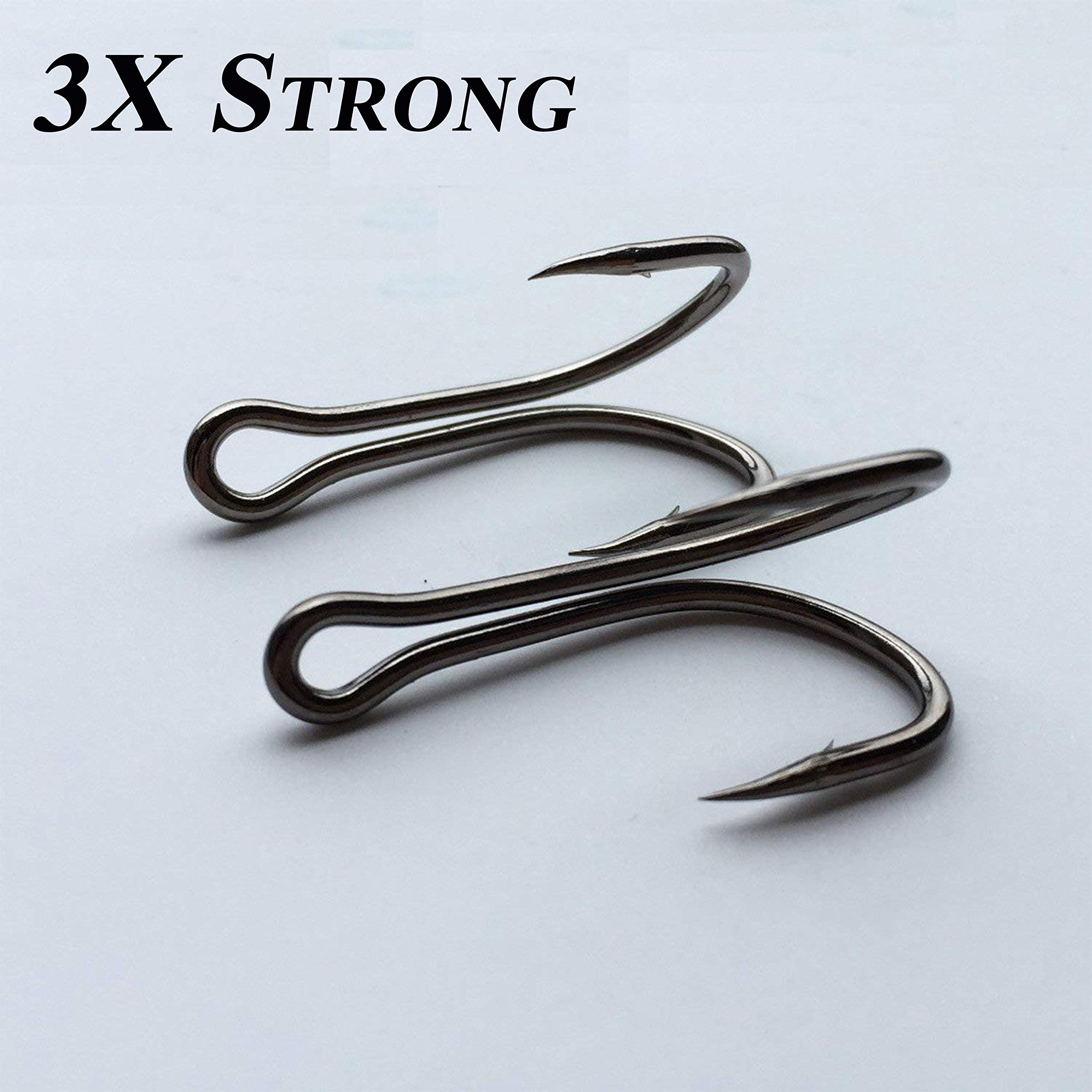 40/80pcs Classic Double Fishing Hooks - 3X Strong High Carbon Steel Barbed Frog Hooks for Fly Tying | Saltwater & Freshwater Fishing | Perfect for Bass, Trout and Panfish