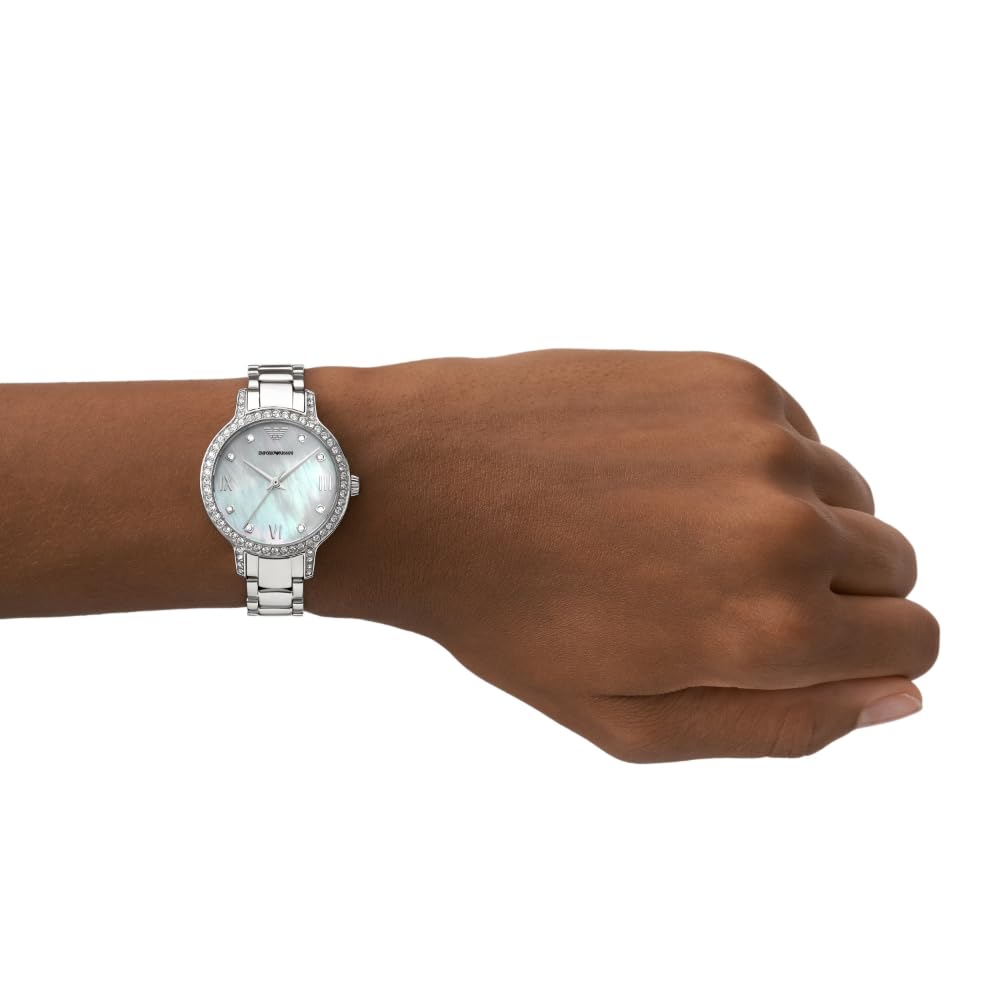 Emporio Armani Women's Three-Hand Stainless Steel Dress Watch - Elegant & Waterproof for Business, Party & Everyday Wear