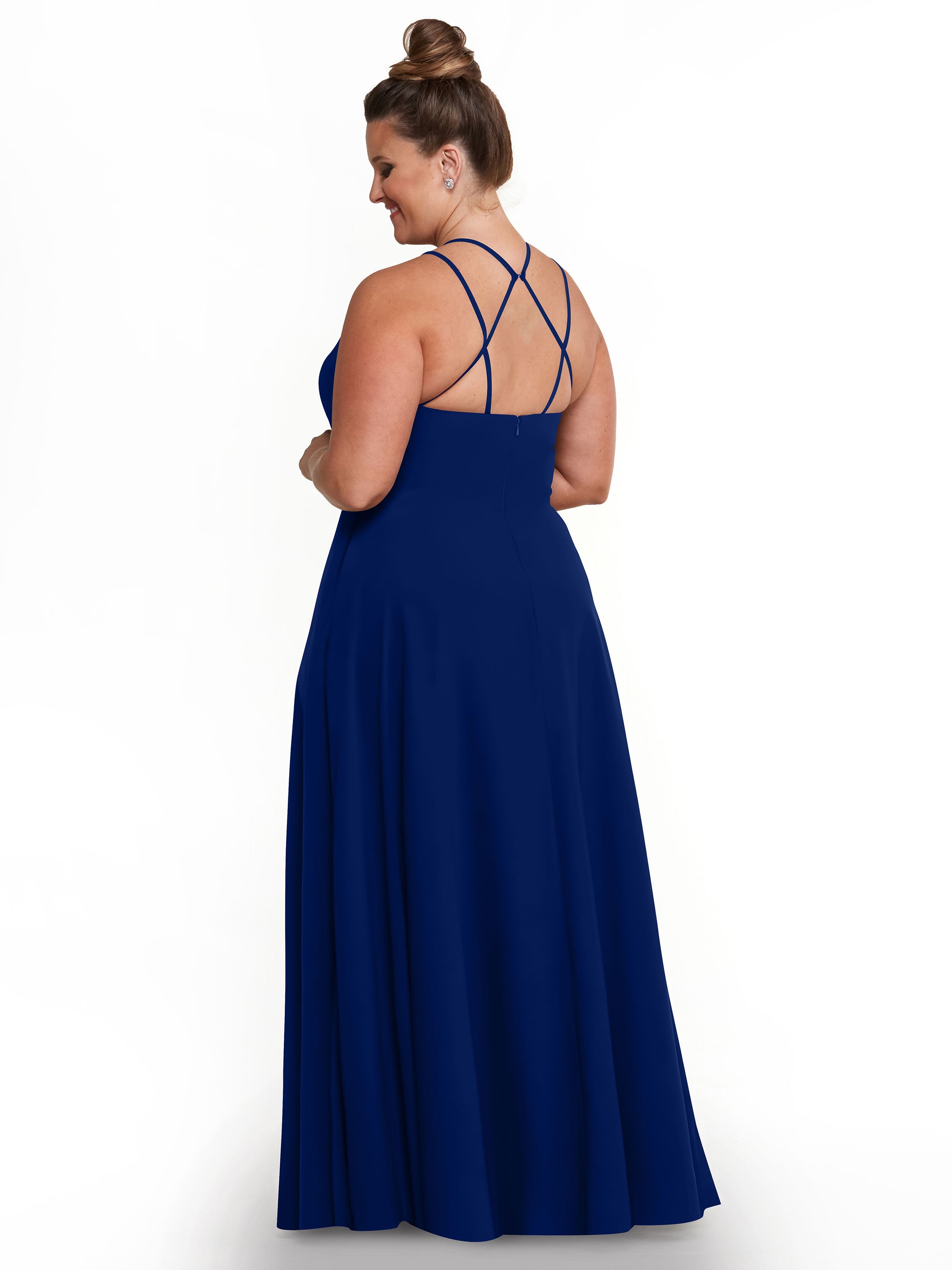 Elegant 83006 Stretch Chiffon A-Line Bridesmaid Dress with Halter Neckline - Perfect for Weddings, Formal Events & Special Occasions