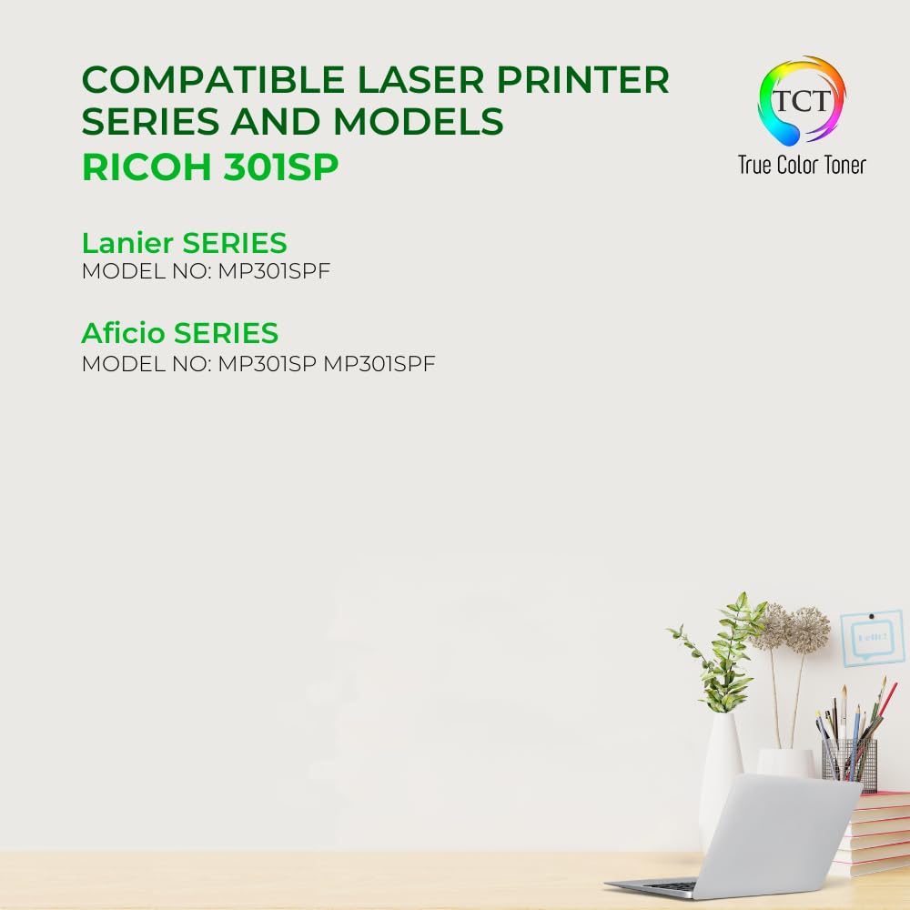 Premium TCT 301SP Toner Cartridge - 8,000 Page Compatible Replacement for Ricoh Aficio 301SP/MP301 & Gestetner MP301SP Printers | High-Yield Black Toner for Office Printing & Document Reproduction