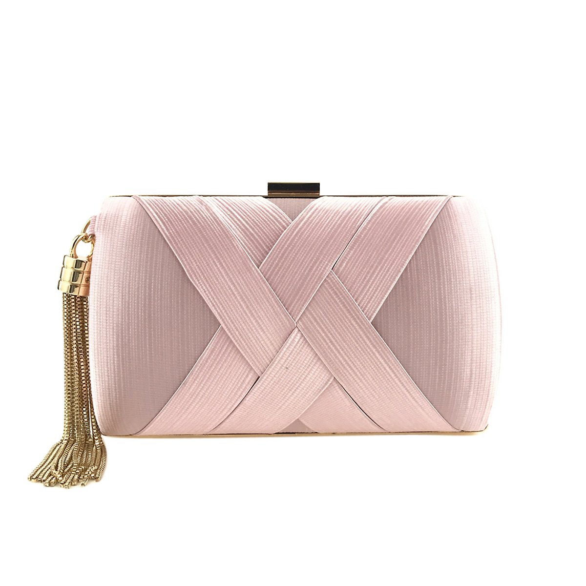 Flada Women's Satin Evening Clutch Bag with Tassel Pendant - Elegant Wedding Purse & Party Handbag for Brides, Prom, Cocktail Events