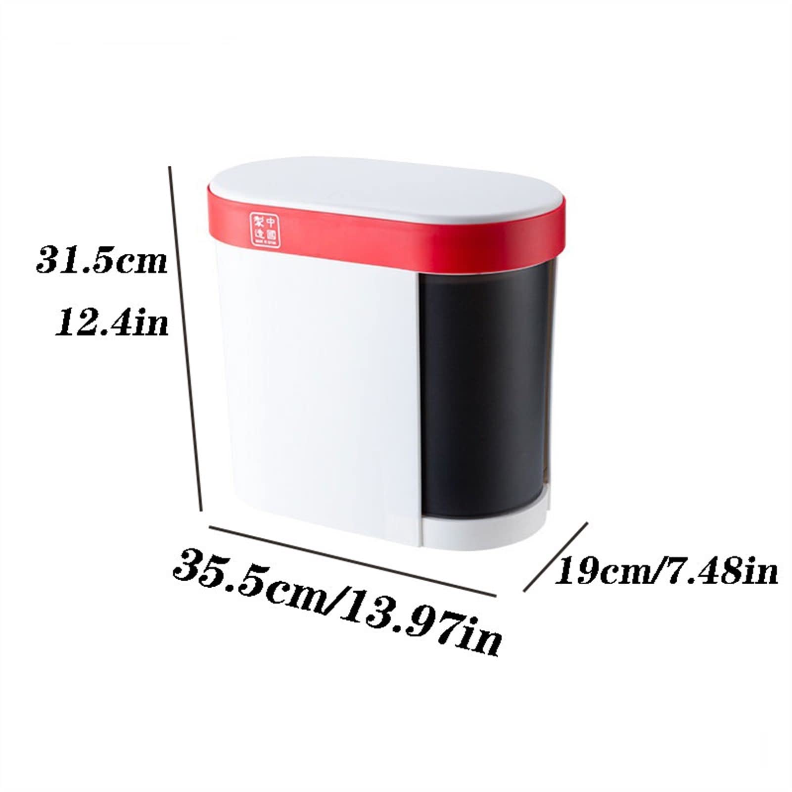 TOMYEUS 13 Gallon Kitchen Trash Can with Lid - Plastic Waste Bin for Dry & Wet Separation, Tea Residue Filter & Drain - Ideal for Home, Office, Restaurant Use