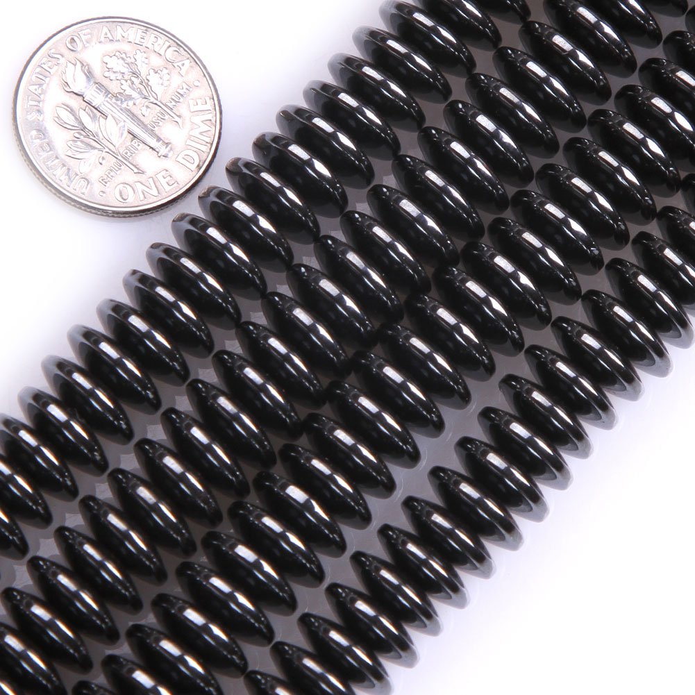 GEM-Inside Black Hematite Non-Magnetic Gemstone Loose Beads 3X10mm Roundelle - Energy Stone Power Beads for Jewelry Making (15 Inch Strand) - Perfect for Bracelets, Necklaces & DIY Craft Projects