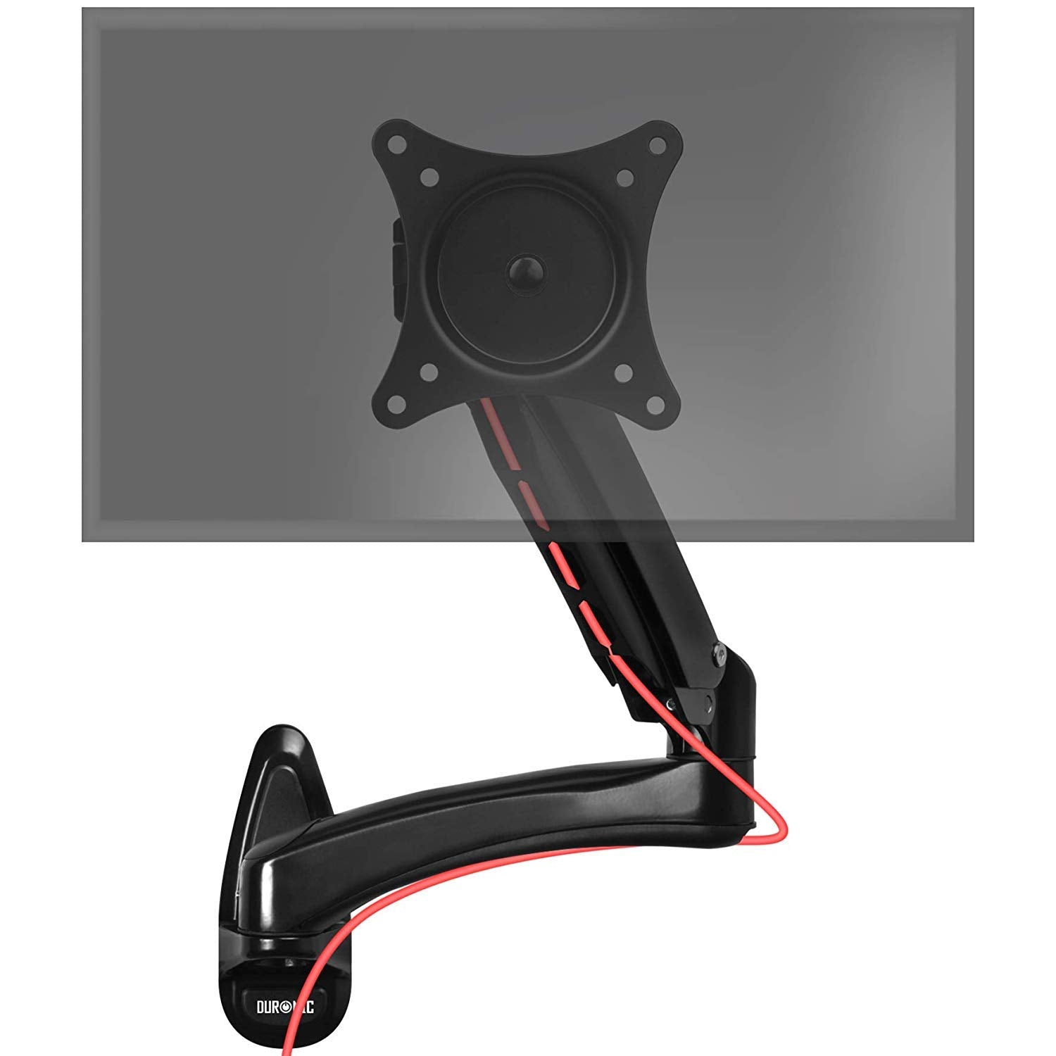 Duronic DM55W1X2 Aluminum Monitor Arm Wall Mount - Adjustable Single PC Screen Bracket for 15