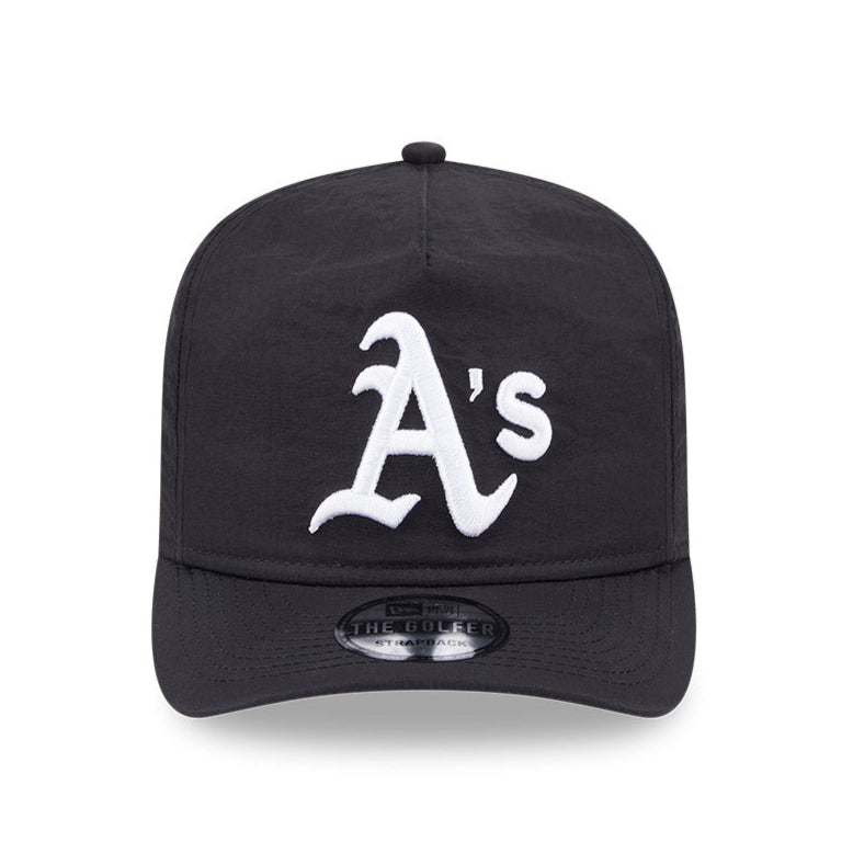 New Era Oakland Athletics Strapback Hat - Black Nylon Golf & Casual Wear for Men & Women | Perfect for Golfing, Outdoor Sports & Everyday Fashion