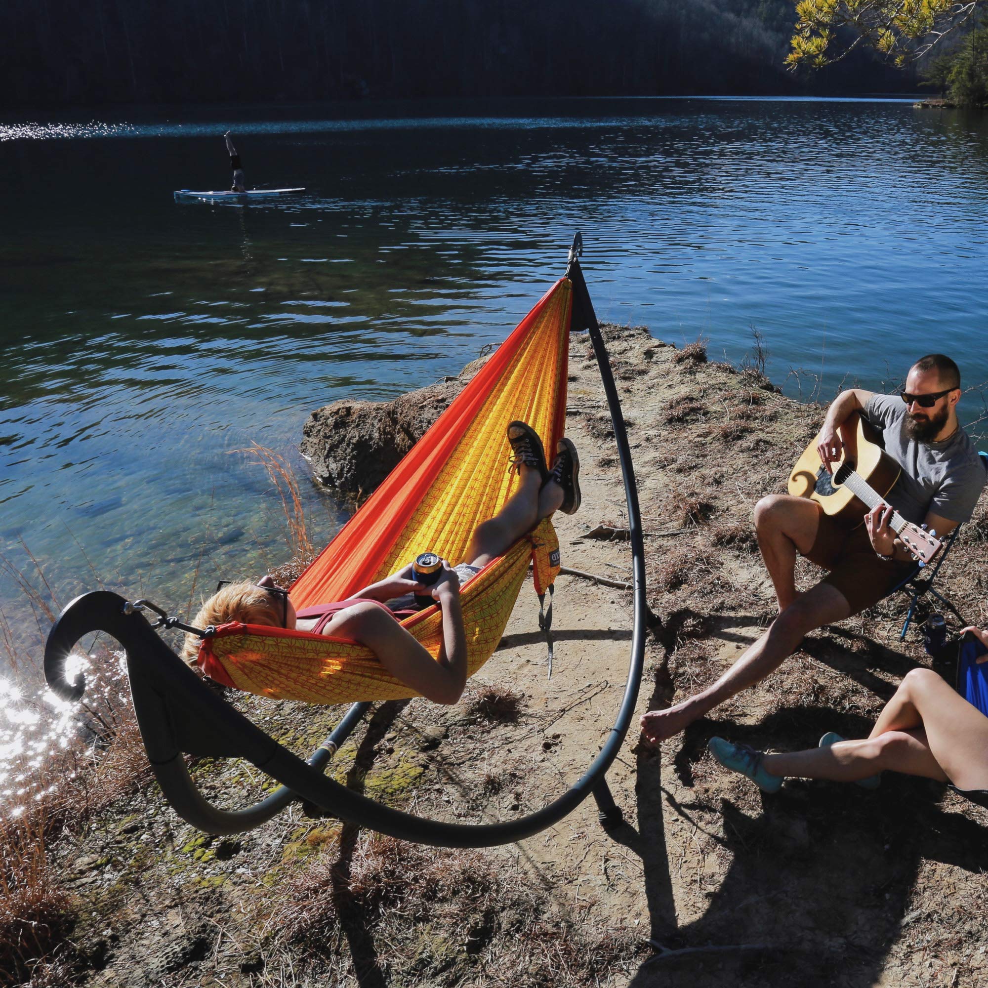 ENO SoloPod Hammock Stand - Portable Outdoor Hammock Stand for Camping, Backpacking, Beach & Backyard - Lightweight & Durable - Charcoal Gray - Perfect for Relaxing in Nature, Travel Adventures & Outdoor Lounging