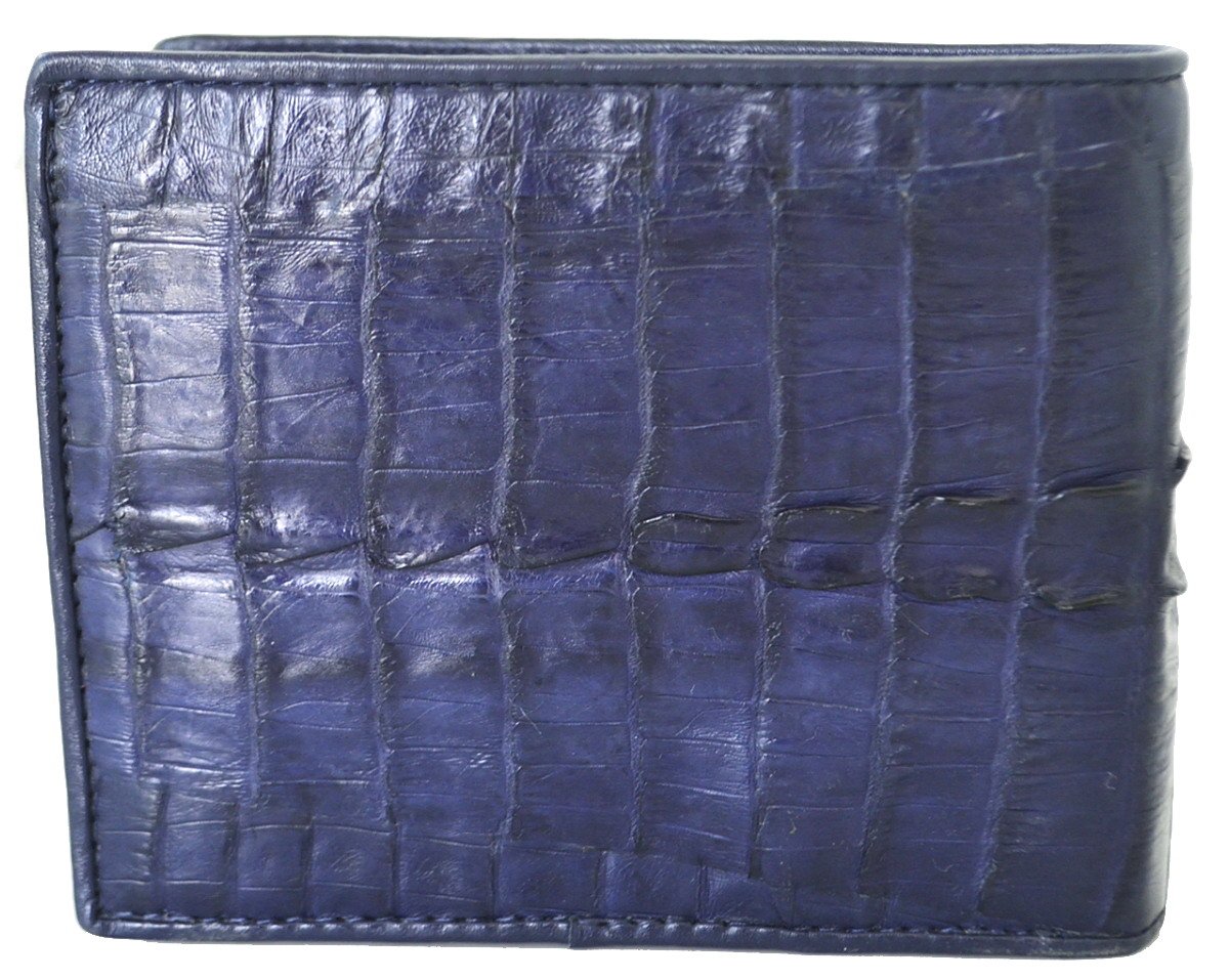Premium Men's Bifold Crocodile Tail Leather Wallet - Dark Blue | RFID Blocking | Slim Design | Perfect Gift for Dad, Husband & Business Professionals | Everyday Carry & Formal Occasions