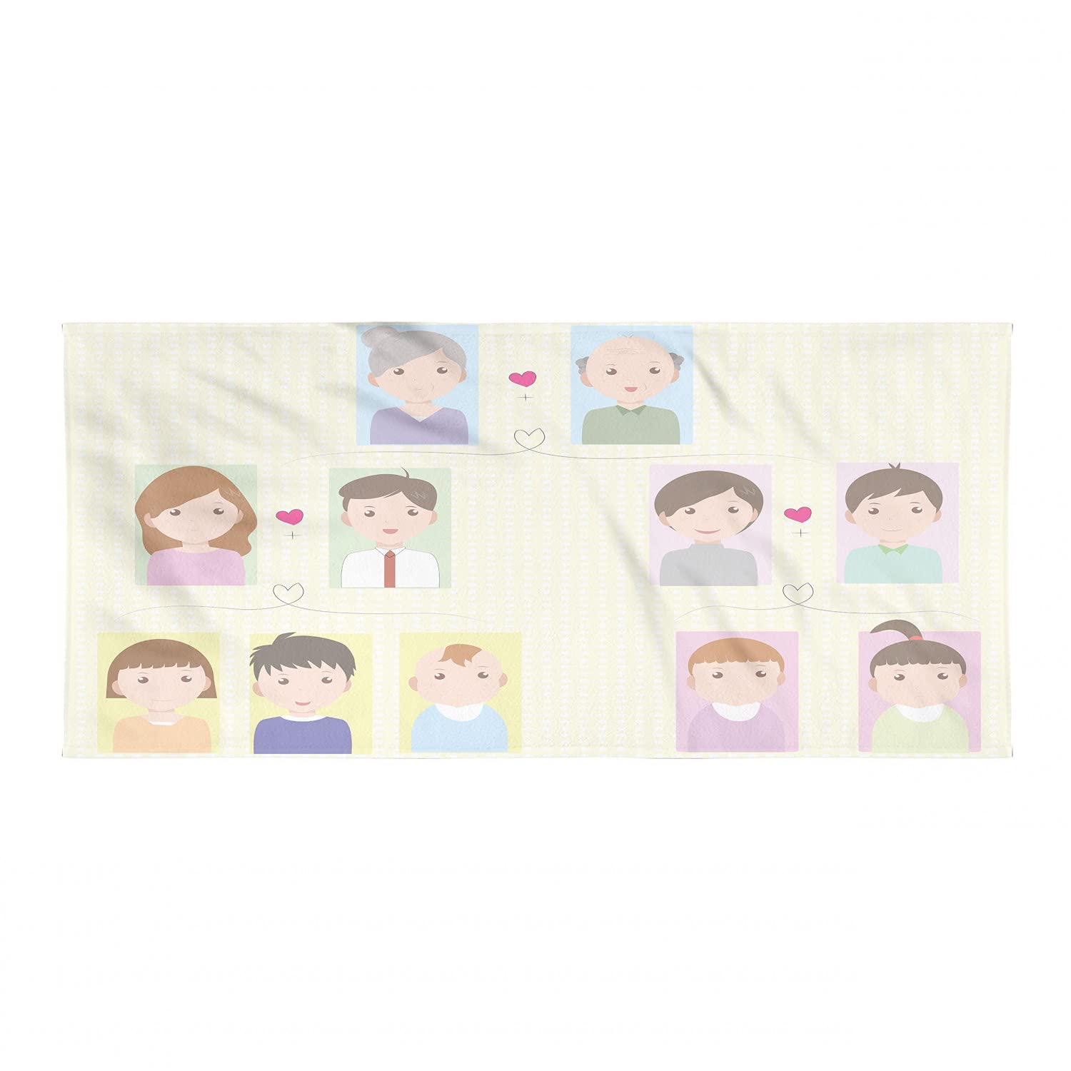Ambesonne Quick Dry Family Backpacking Towel - Soft Absorbent Microfiber Camping & Hiking Towel with Cartoon Generations Design (Cream Multicolor) - Perfect for Outdoor Adventures, Beach Trips, and Gym Use