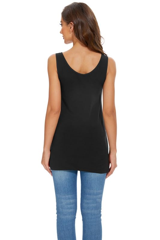 H HIAMIGOS Women's 3-Pack Stretchy Cotton Long Tank Tops - Sleeveless Camisole Undershirts for Layering, Workout & Yoga | Comfortable Casual Wear, Gym Essentials & Summer Basics