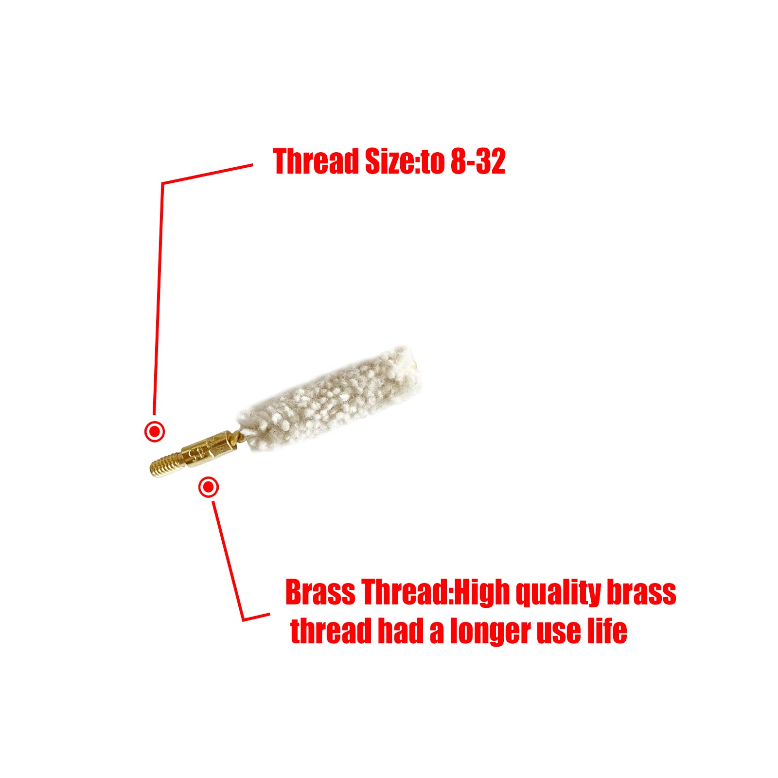 .44/45 Cal Gun Cleaning Brushes - 6pc Pistol Bore Mop for Handgun Maintenance & Range Use
