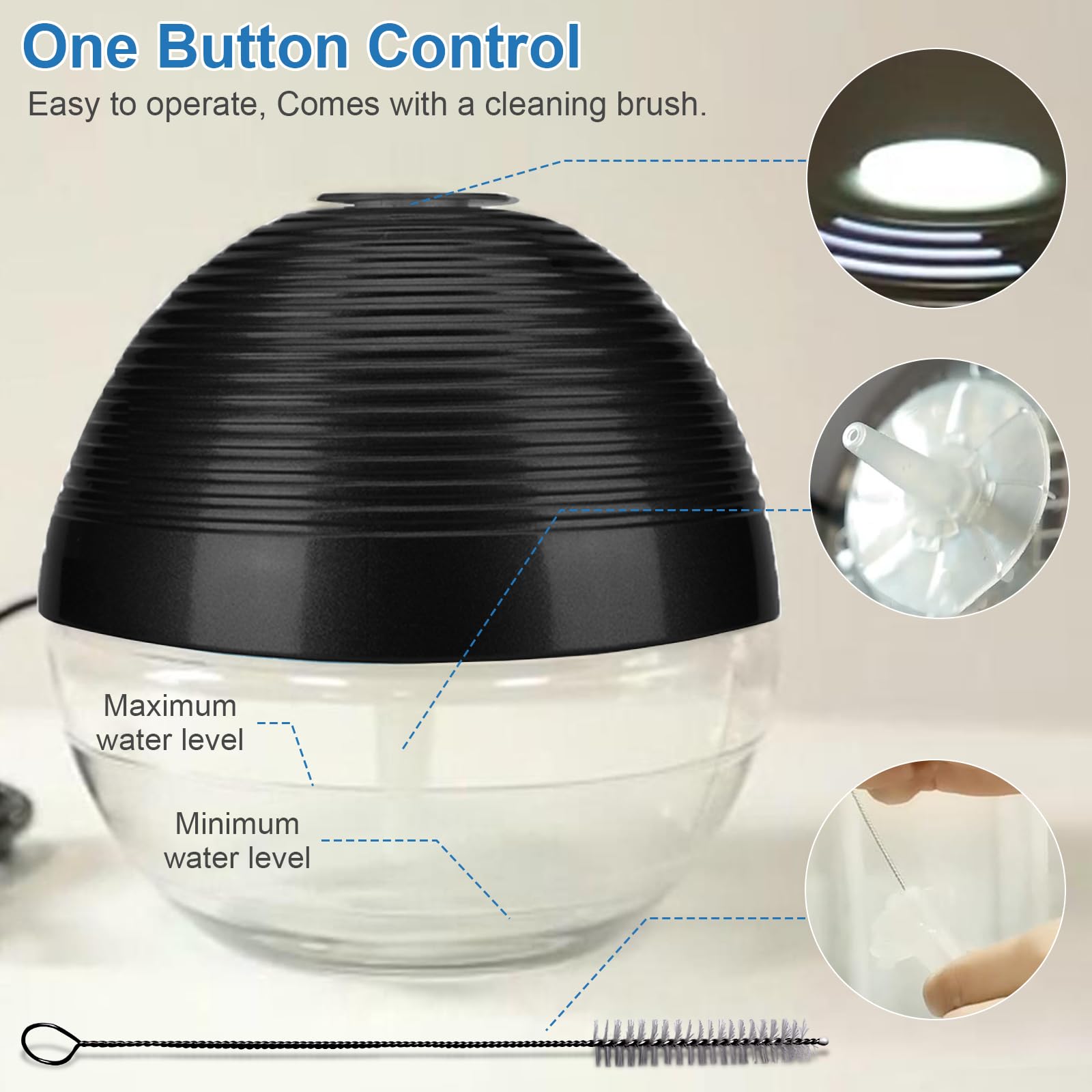Water-Based Air Purifier & Freshener with 6 Colorful LED Lights - Portable Air Washer & Revitalizer for Home, Office, Bedroom (Black) | Improves Indoor Air Quality & Creates Relaxing Atmosphere