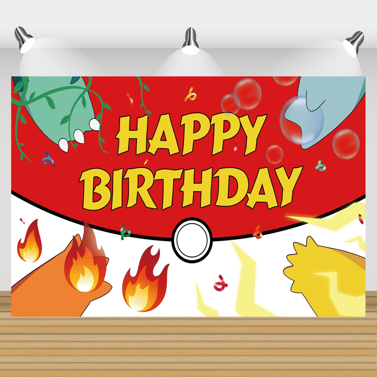 Cartoon Red and White Ball Birthday Party Decorations Set - Happy Birthday Banner & Backdrop for Kids, Boys and Girls | Perfect for Birthday Parties, Baby Showers & Family Celebrations